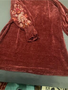 IC COLLECTION Plush Velvet Top in Deep Red